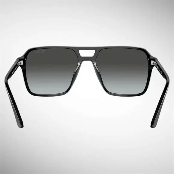 NEW PRADA Sunglasses Black Aviator Pilot 55-17mm Grey Lens Silver Logo